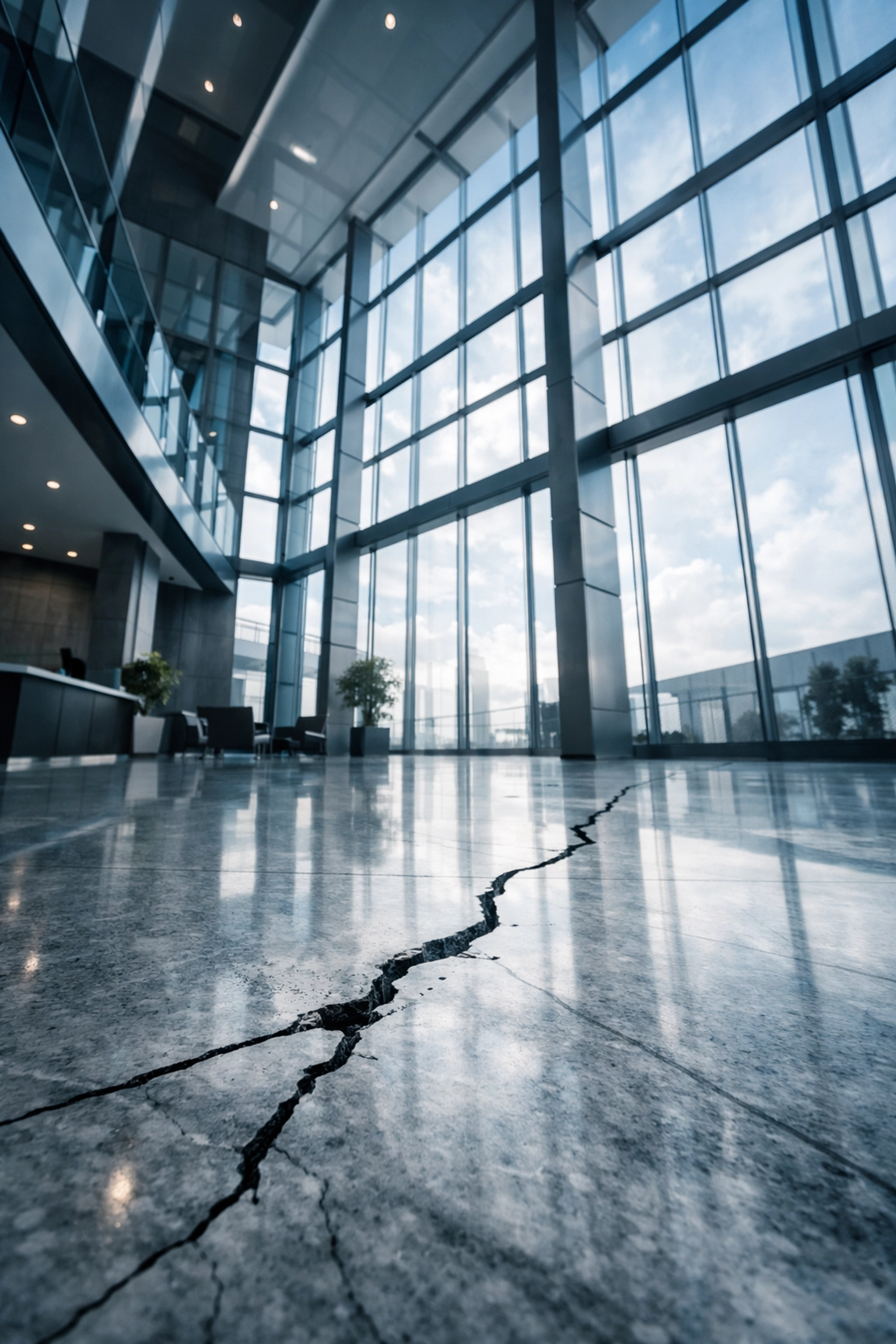 Cracked foundation symbolizing franchise support infrastructure problems and operational weaknesses