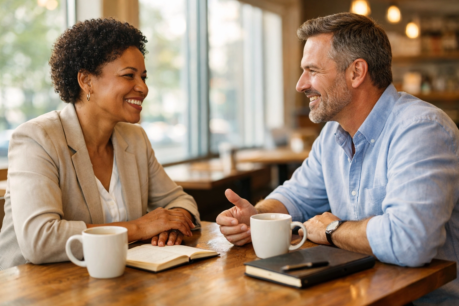 Franchise development professionals building relationships through genuine conversation and consultation