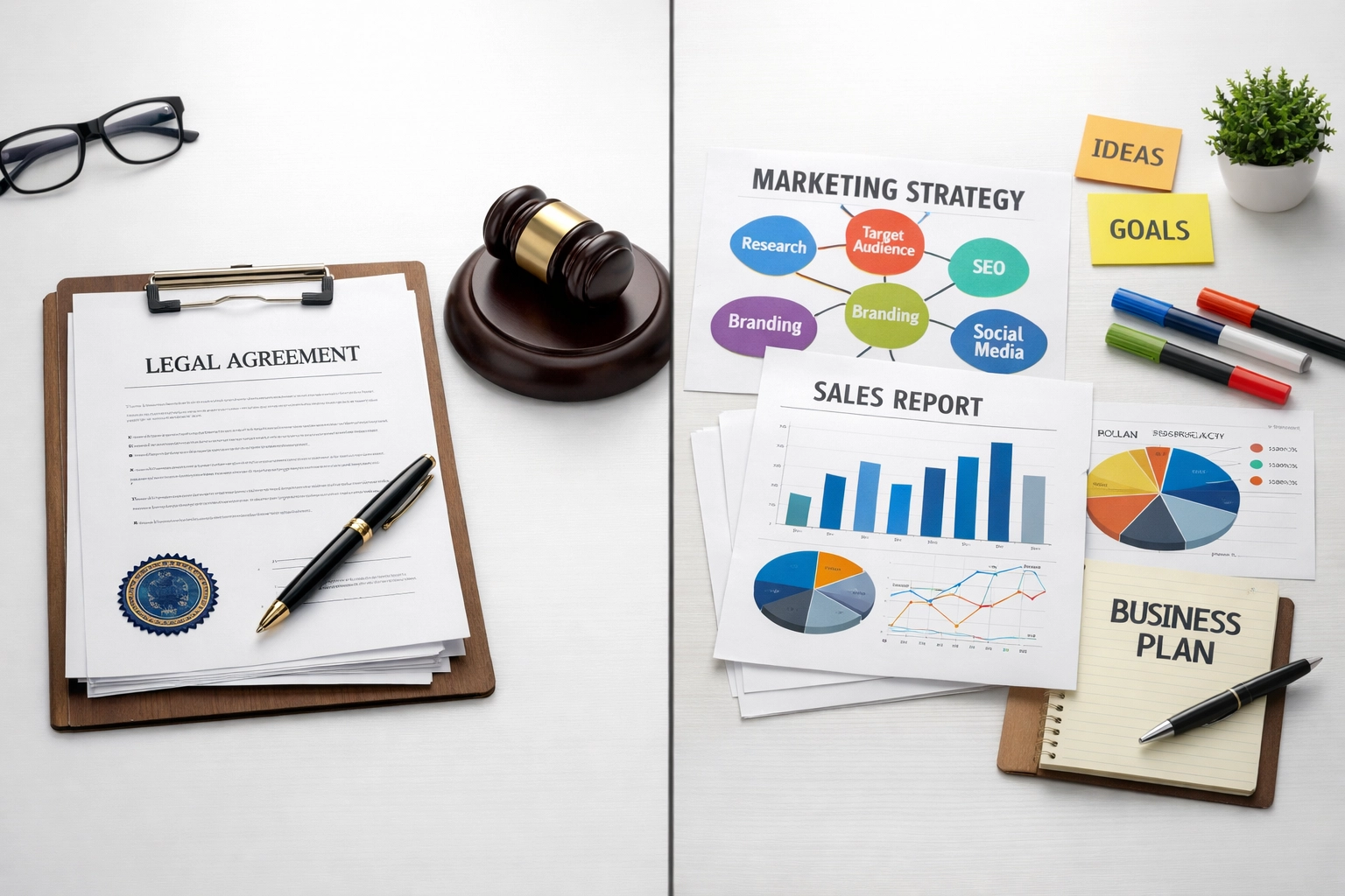 Comparison of legal documents and consulting materials for franchise development services