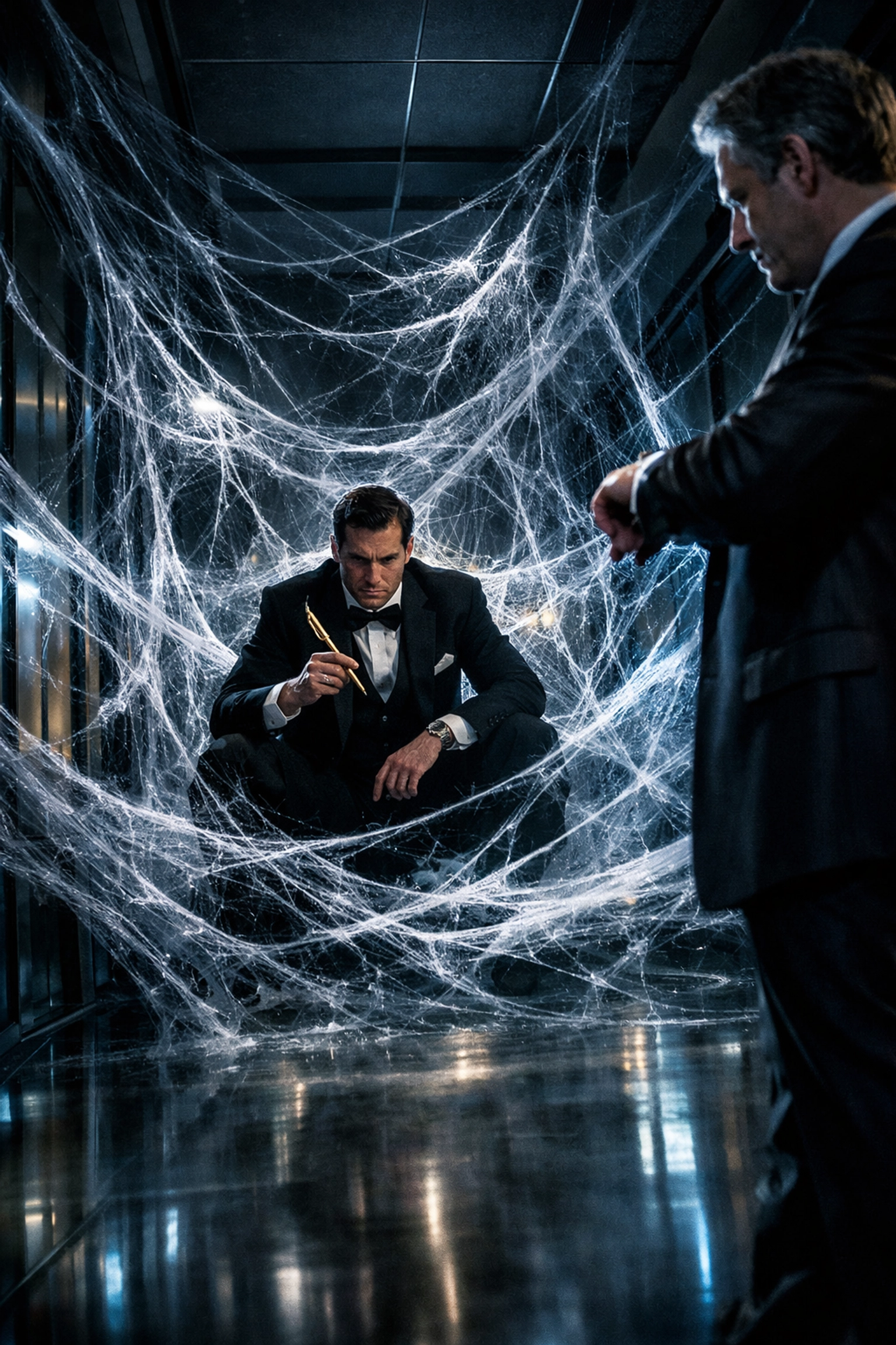A CEO avoiding a giant spider web contract trap while looking for franchise sales outsourcing partners.