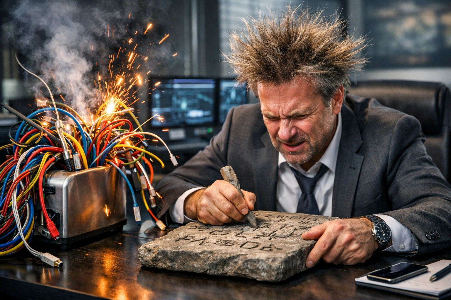 Frustrated executive dealing with outdated technology in a fragmented franchise sales organization.