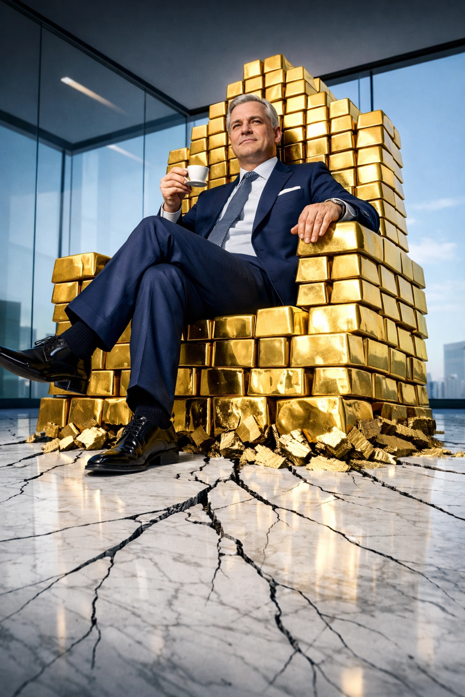 A CEO on an expensive gold throne illustrates the high overhead costs of a traditional sales VP hire.
