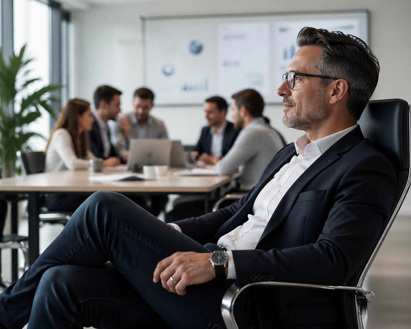 Business owner focused on strategy while a franchise sales outsourcing team manages growth.