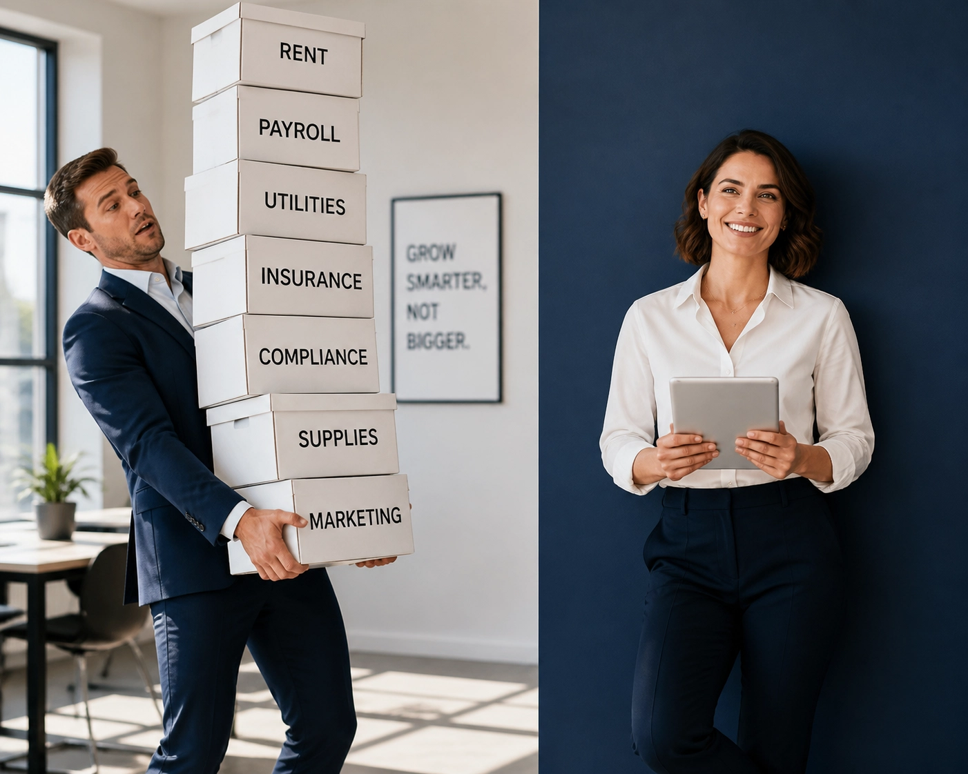 Business owners comparing high in-house overhead to a streamlined franchise development model.