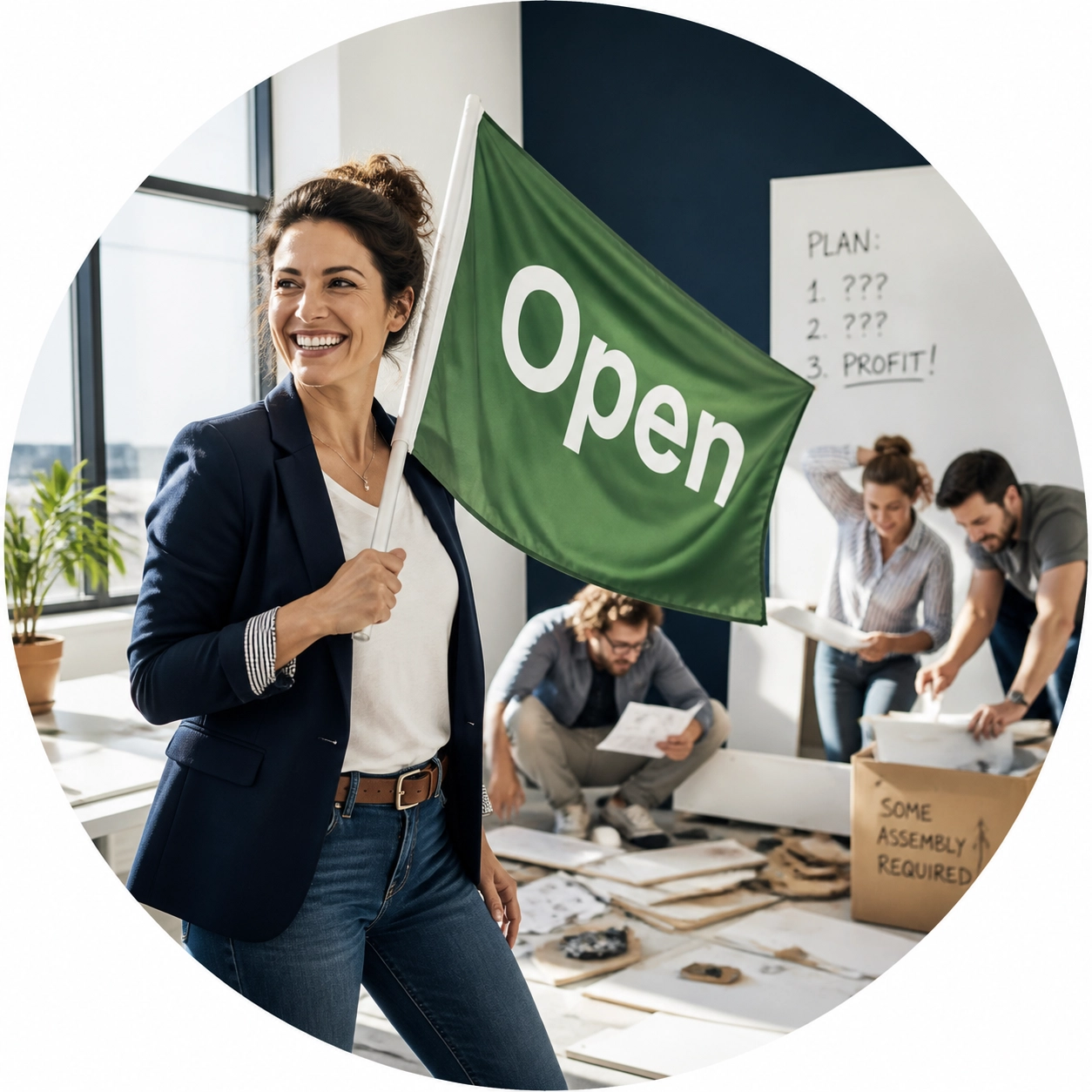 Confident professional woman using franchise sales outsourcing for rapid market expansion and seamless scaling.
