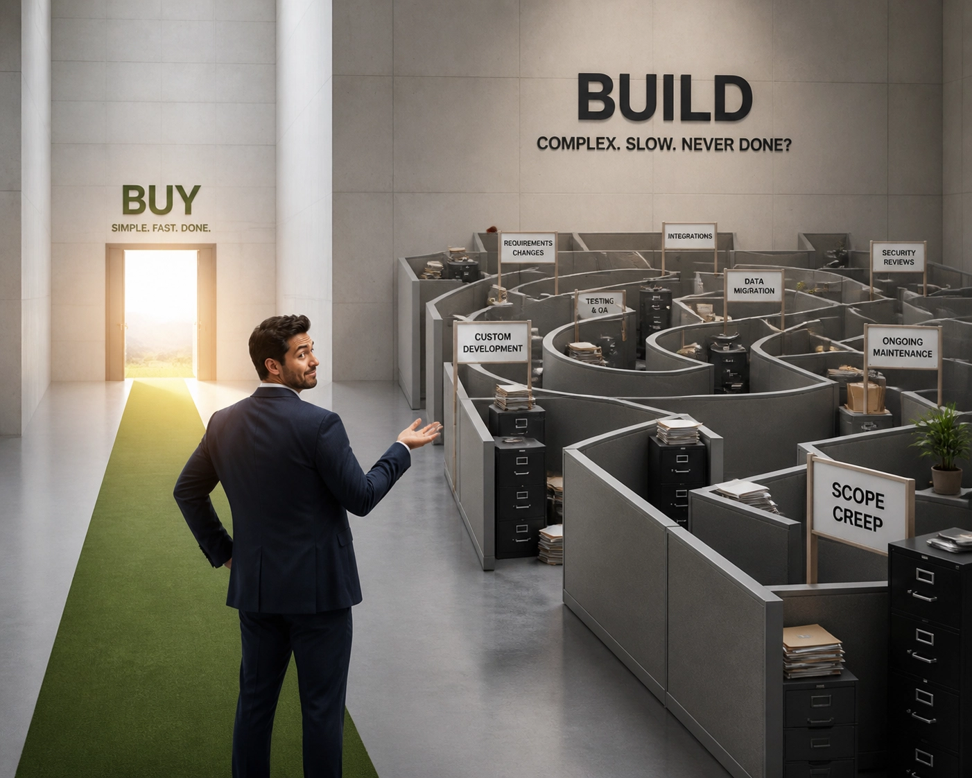 A business owner choosing an efficient franchise development agency path over complex corporate hiring hurdles.