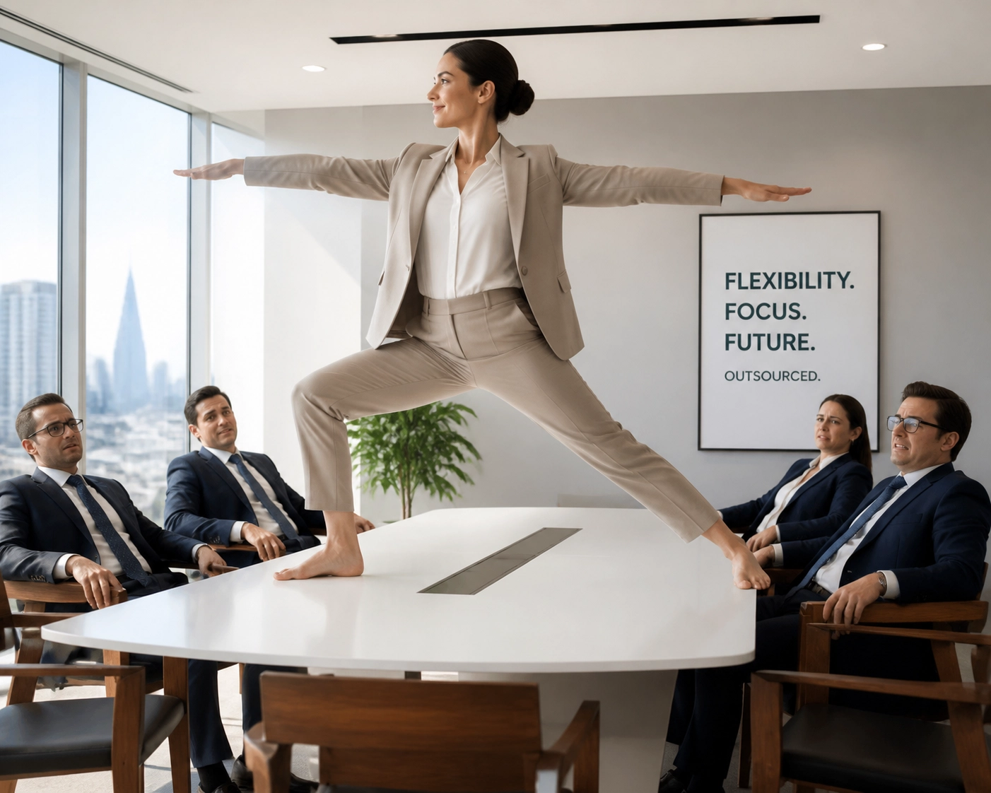 A professional demonstrating the flexibility and agility of an outsourced franchise development team.