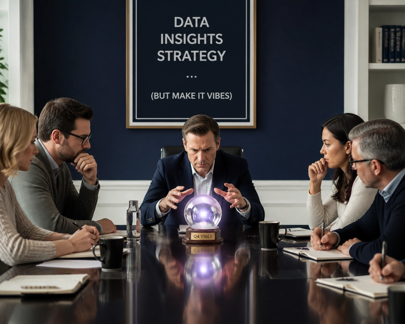 CEO using a crystal ball instead of data to learn how to franchise a business successfully.