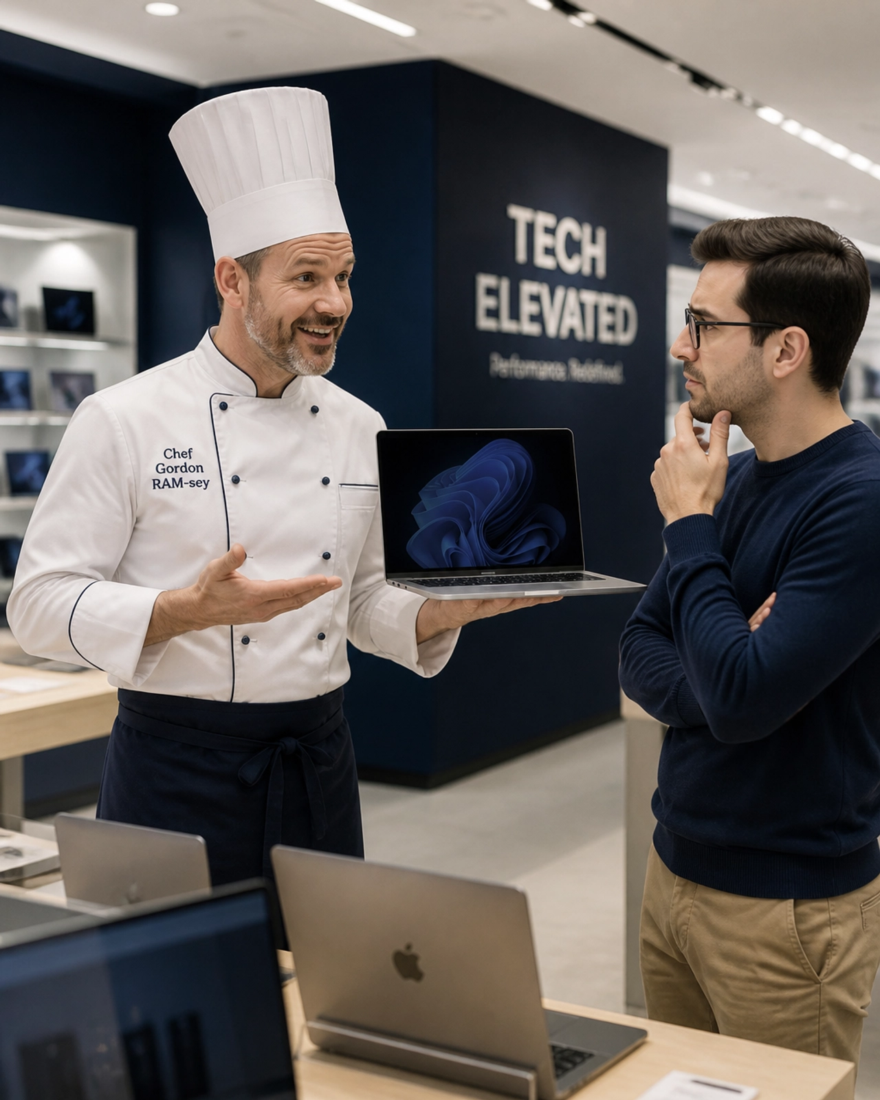 Chef selling laptops