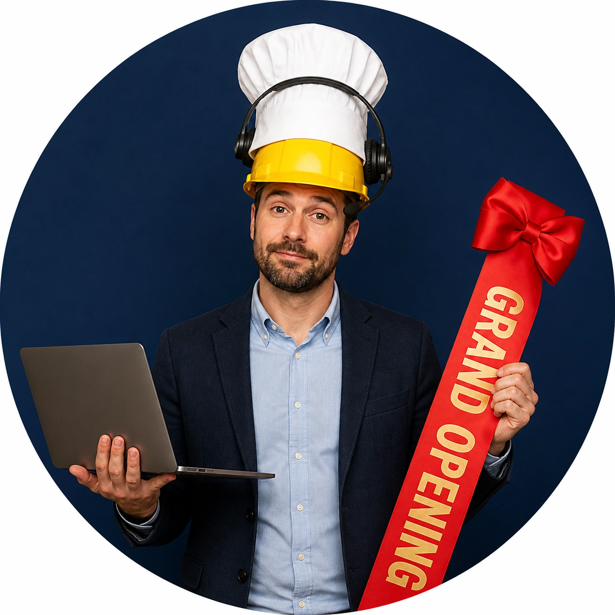 Business owner wearing multiple hats to show why a franchise sales organization is vital for scaling a company.