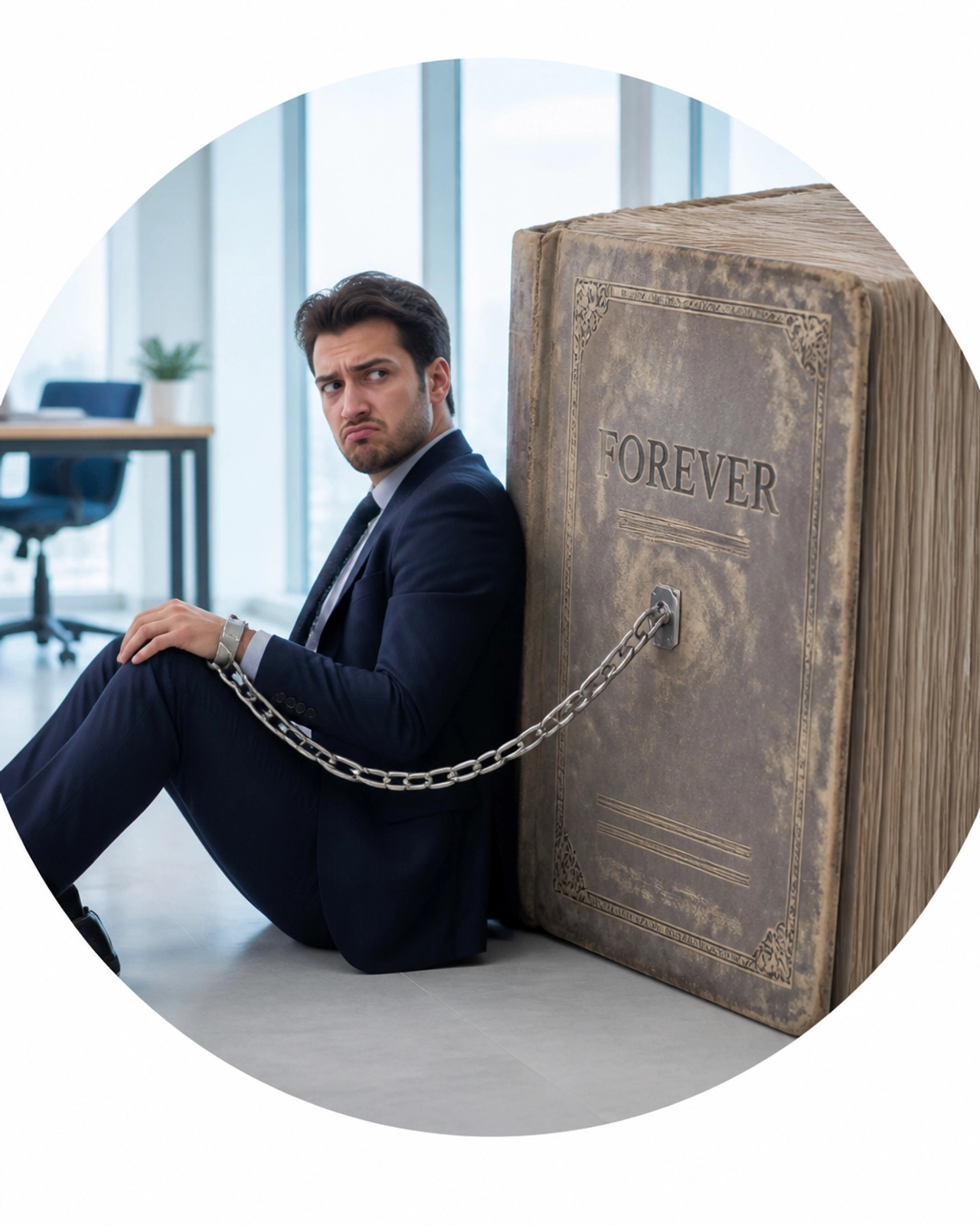 A person handcuffed to a forever contract