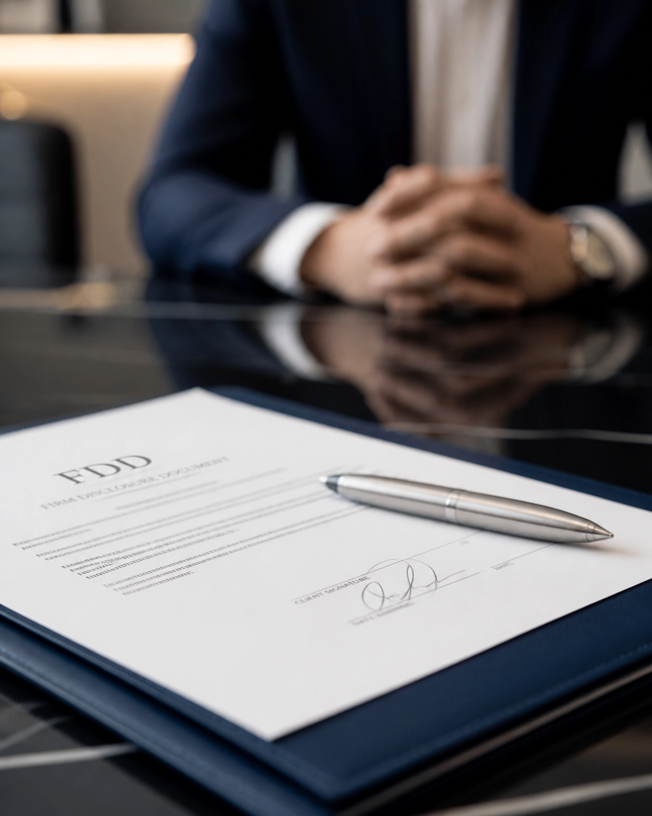 A signed franchise agreement with a sleek silver pen.