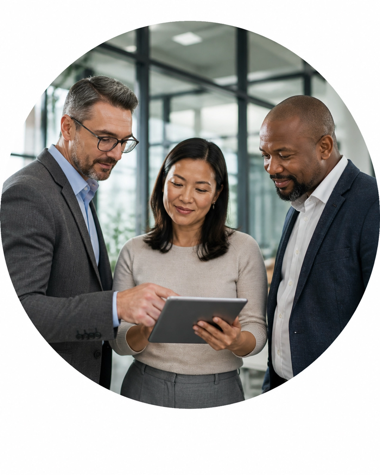 A diverse team of franchise professionals collaborating on a strategic growth plan