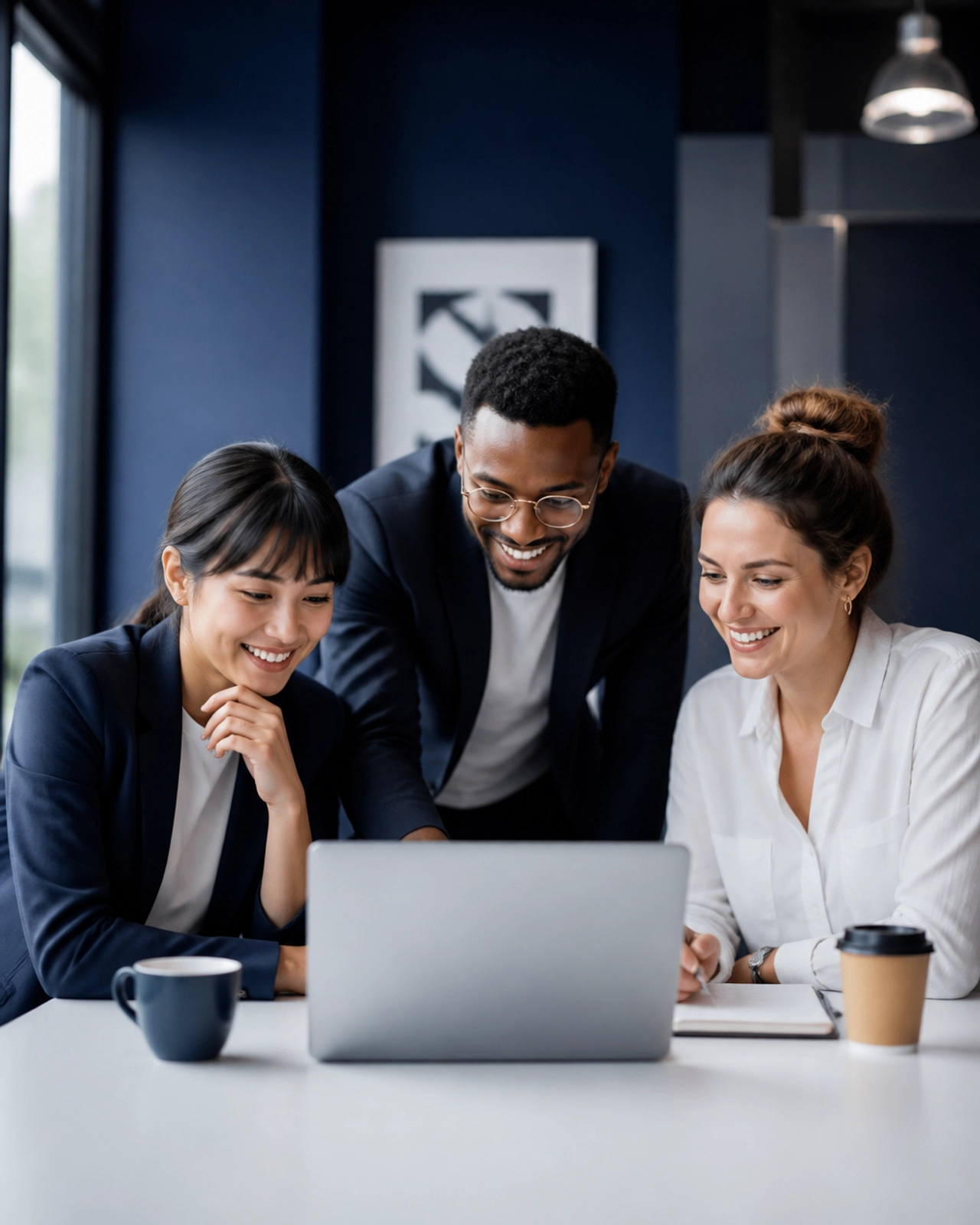 A collaborative meeting of diverse business professionals.