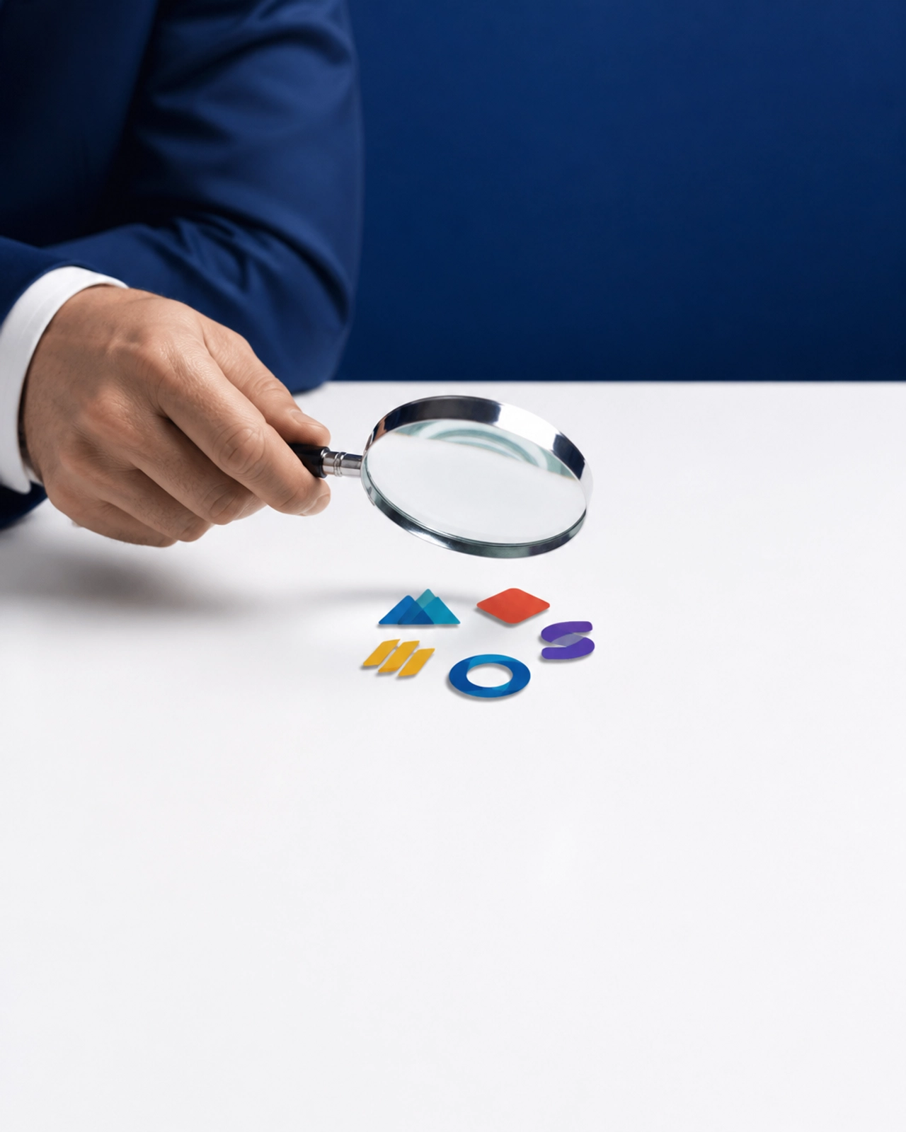 Visual metaphor of selectivity with a magnifying glass showing a franchise development agency focusing on a few brands