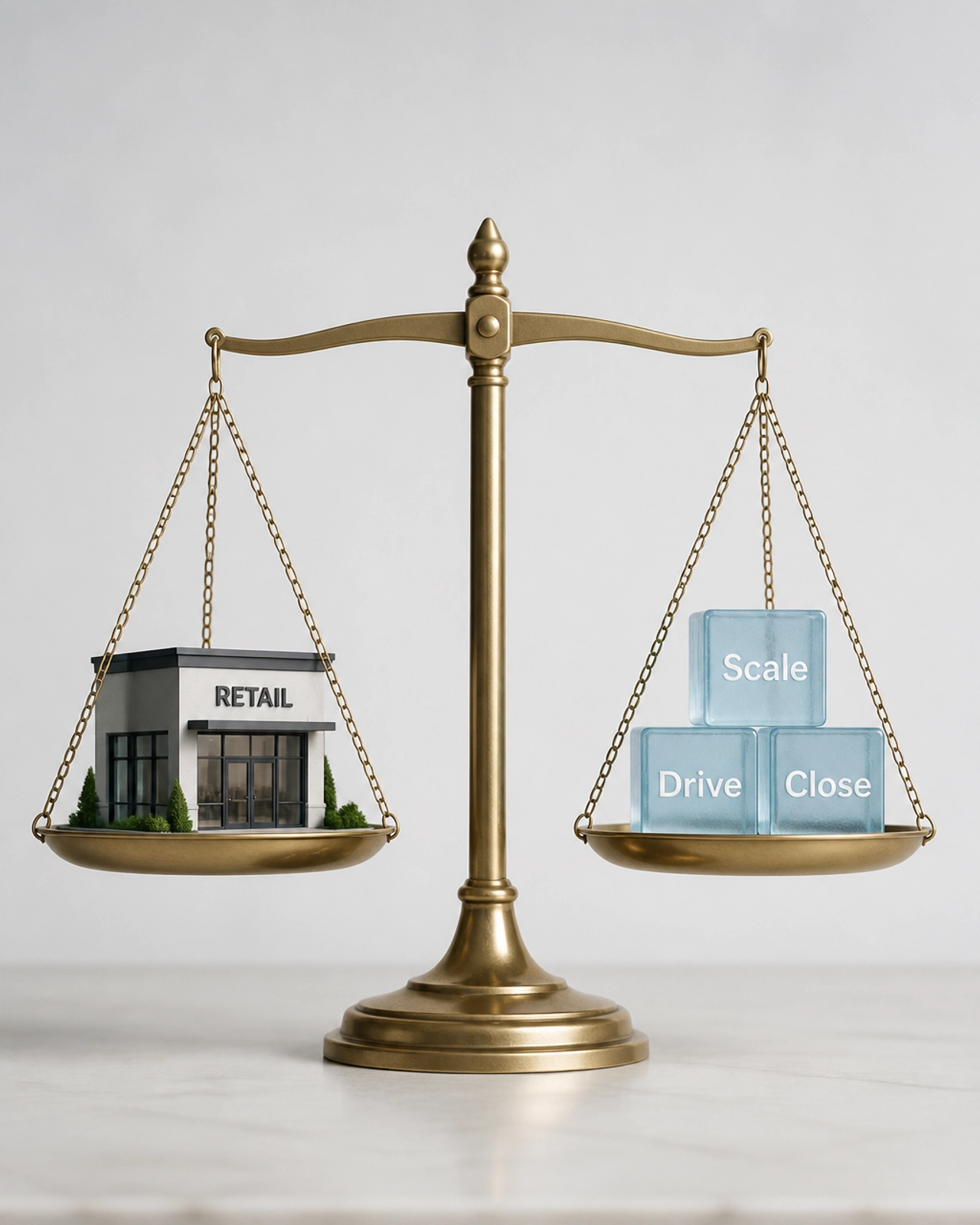 A balance scale representing franchise growth without the weight of equity demands