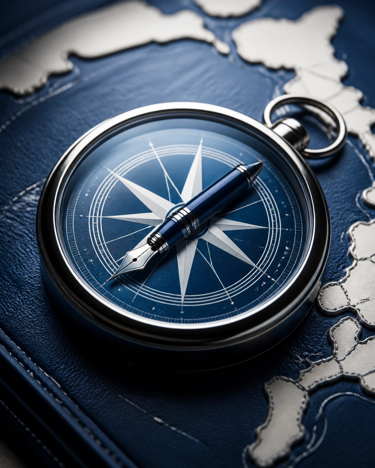 A compass with a pen needle representing the ability to write your own brand's direction