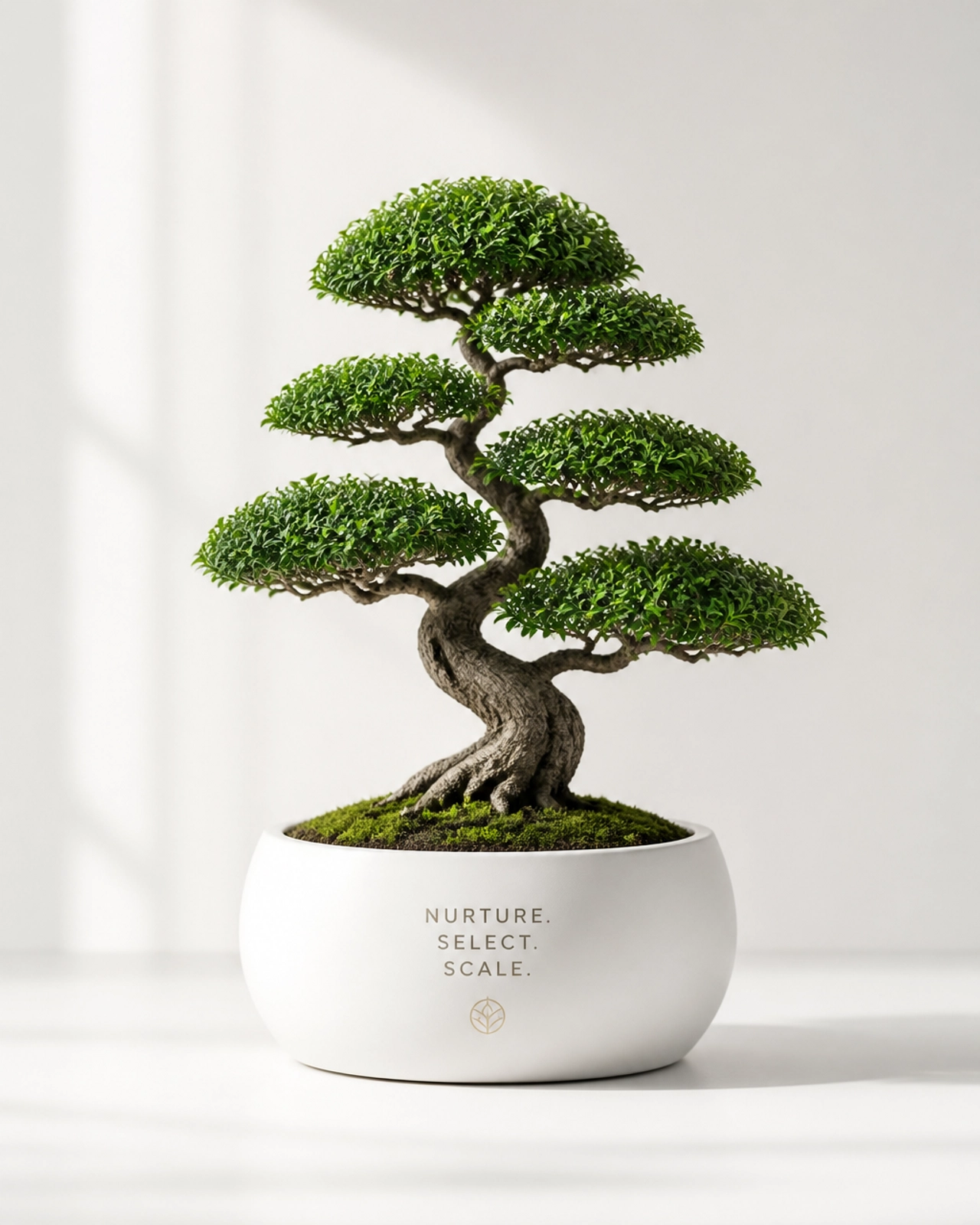 A perfectly manicured bonsai tree representing the care taken in selective franchise brand growth