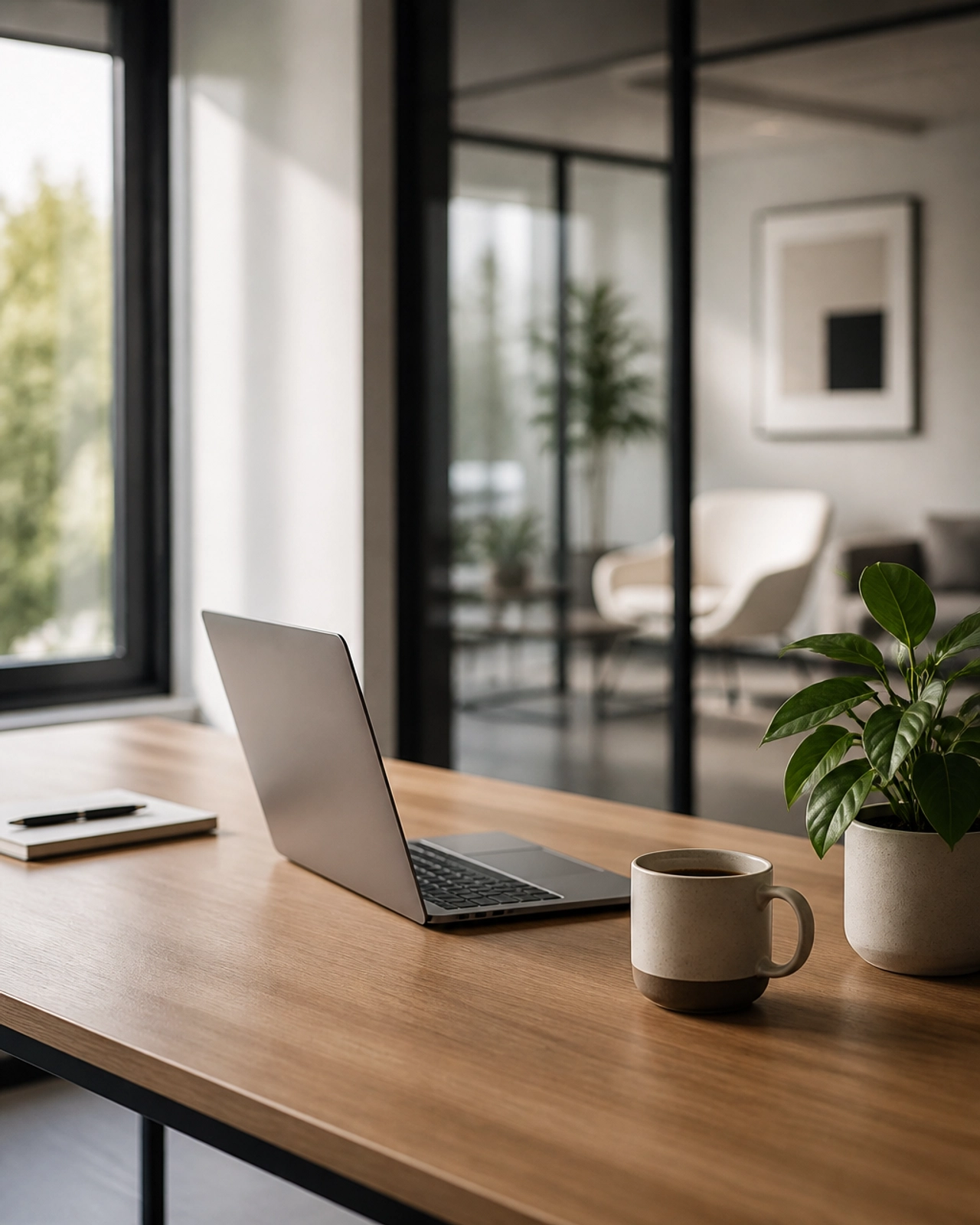 A clean, modern workspace reflecting a professional and focused environment
