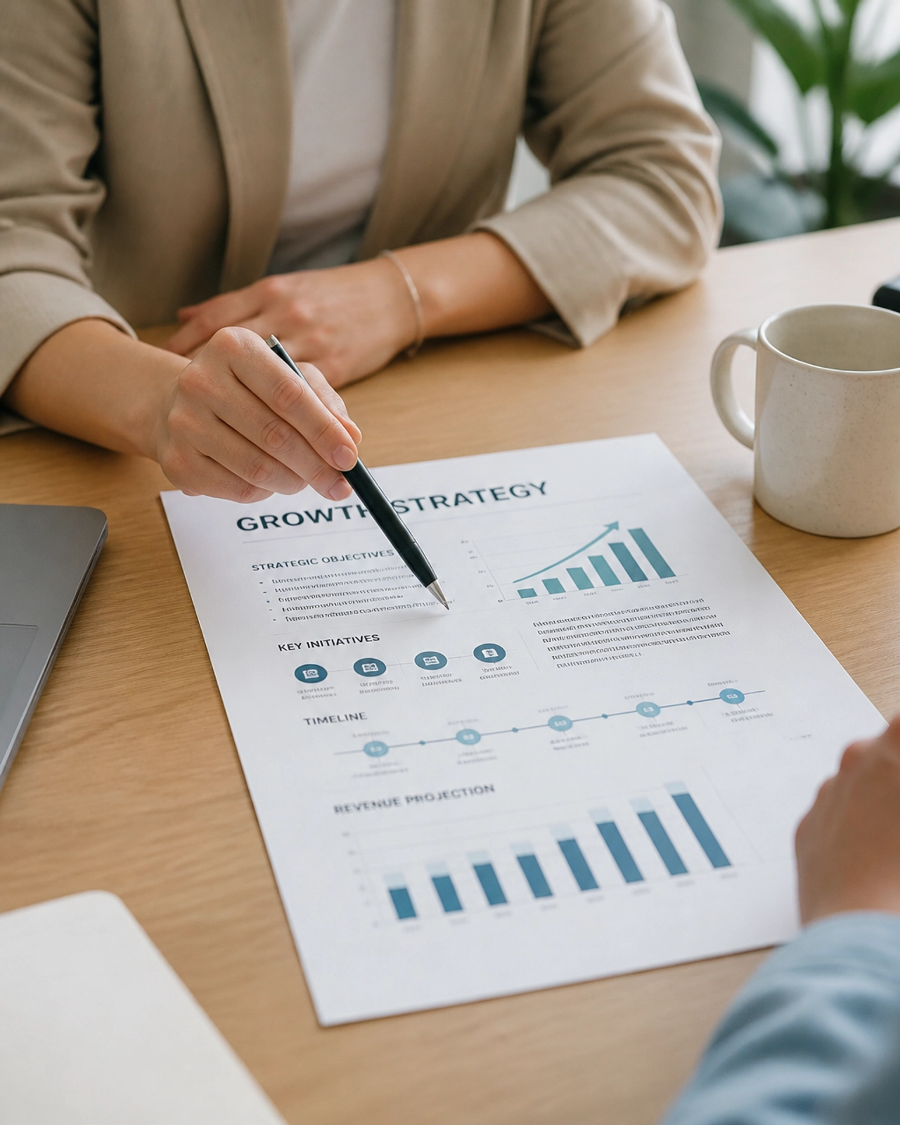 A business consultant reviewing a strategy document.