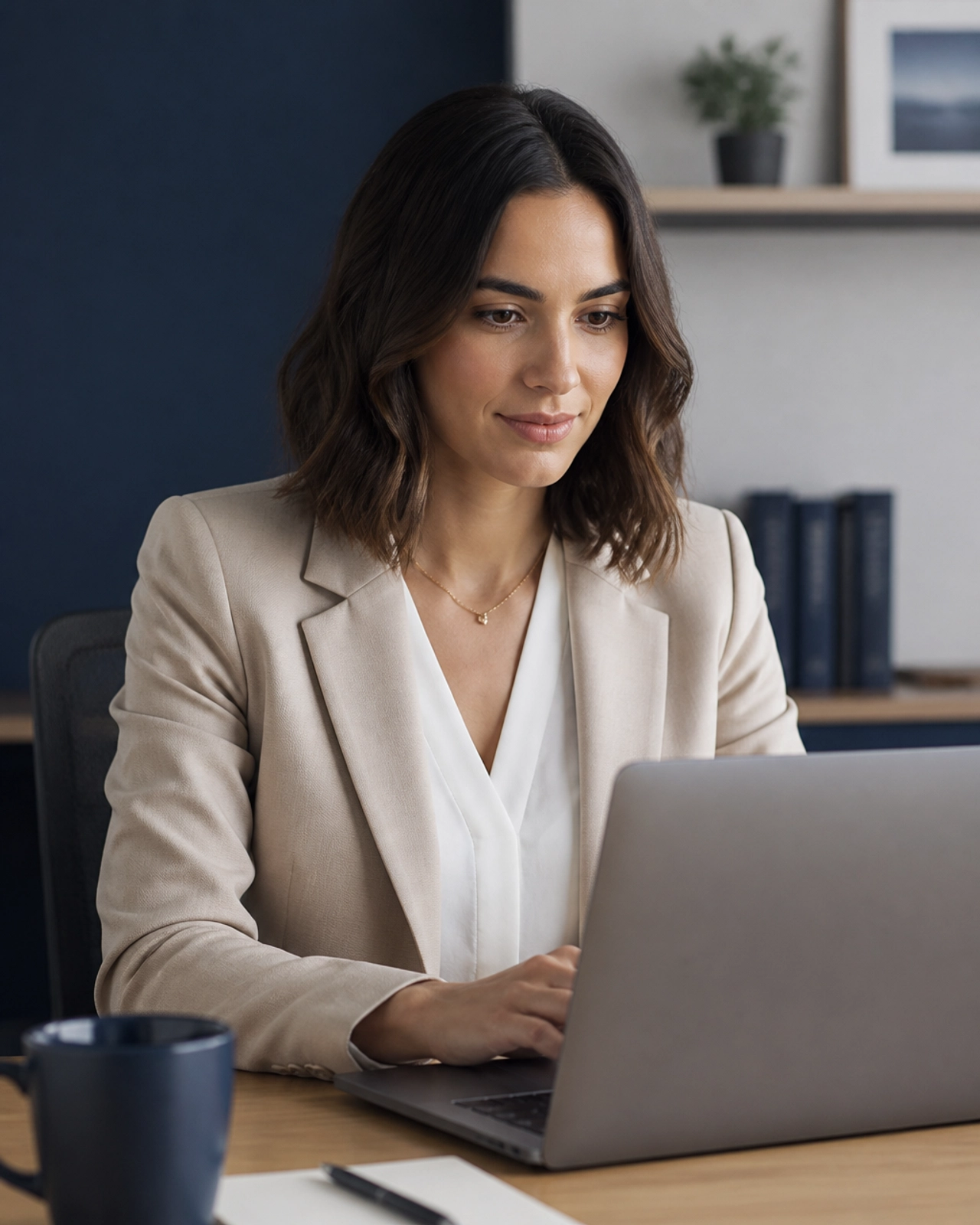 A professional person reviewing data with focus in a modern workspace