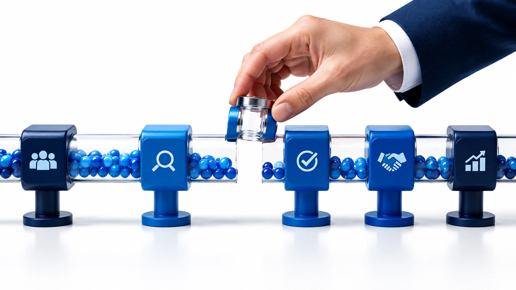 A glass pipeline with a small gap being repaired at the candidate validation stage